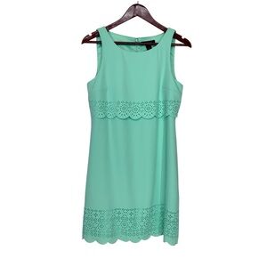 White House Black Market Mint Green Laser Cut Sleeveless Semi Formal Shift Dress